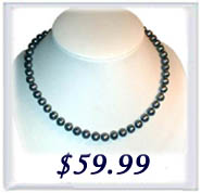 6-7mm AA+ black round pearl necklace