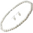 Baroque Pearl Necklace and Earrings, 925 Sterling Silver