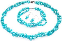 bright blue baroque pearl set