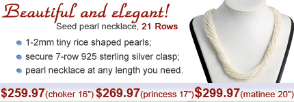 Seed and Tiny 1-2mm Rice Pearl Choker in 925 Sterling Silver, 21 Rows