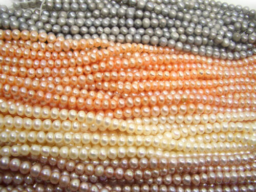 Grey, Pink, White and mauve, 4-5mm colored Potato Pearl Strands