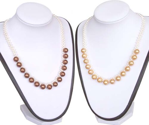 4mm and 10mm White and Chocolate, White and Champagne Seashell Pearl Necklace