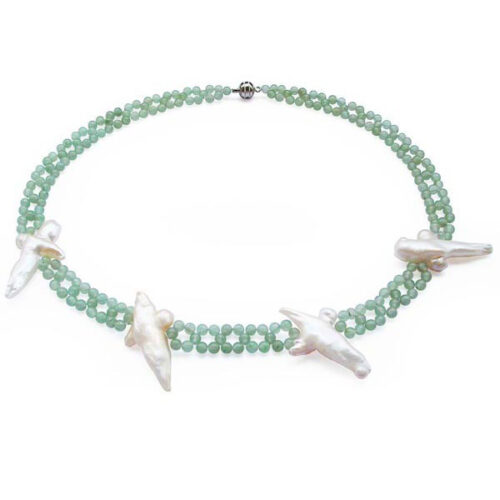 Cross Pearl and Genuine Jade Necklace