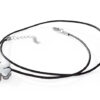 Clover Shaped Pendant, 18K WG Overlay, Leather Cord