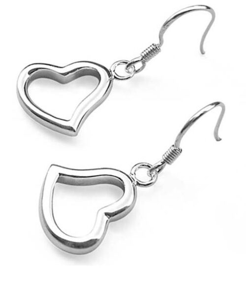 Heart Shaped 925 Sterling Silver Dangling Earrings