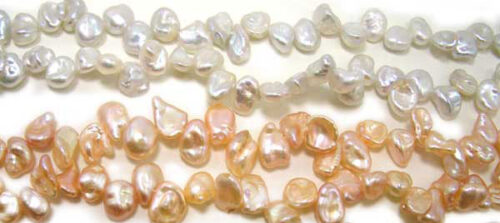 White and Pink 5-7mm Keshi Seed Pearl String