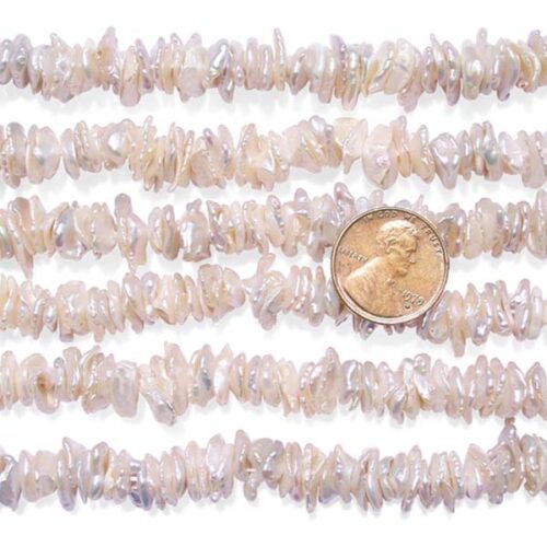 5-7mm Cream White Cornflake or Keshi Pearls Center Drilled