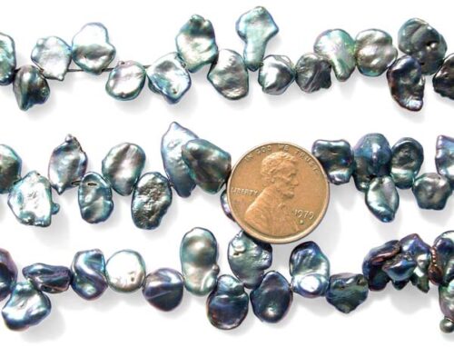 Greenish Black Keshi Pearls on Temporary String