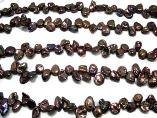 Chocolate Brown Keshi Pearls on Temporary String