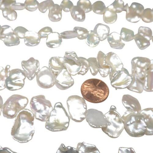 White Petal Shaped Loose Keshi Pearl Strands