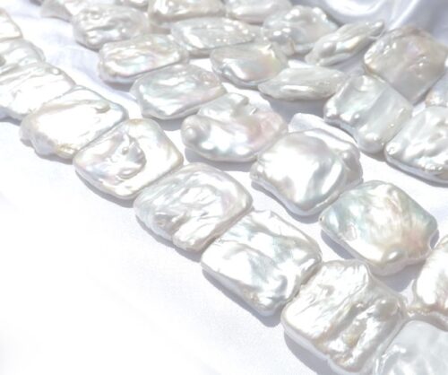 White Square 25x30mm Large Keshi Pearls