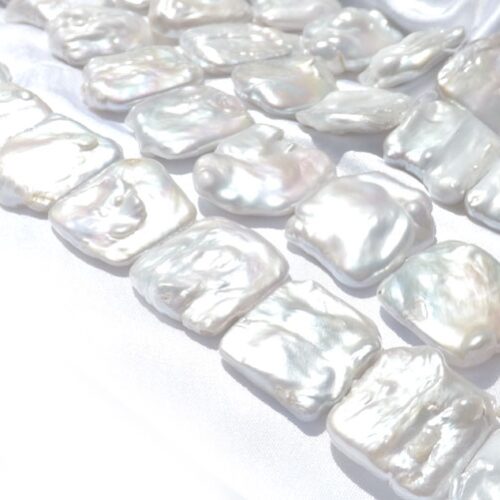 White Square 25x30mm Large Keshi Pearls