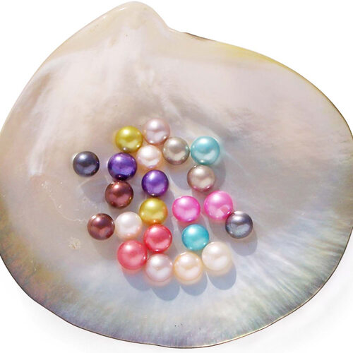 Pink, White, Mauve, Black, Hot Pink, Turquoise, Orchid, Olive Green, Chocolate and Grey 5-6mm Half-Drilled AA Button Pearl