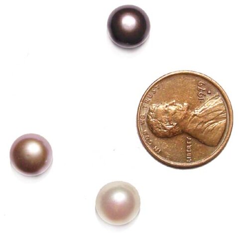 White, Chocolate and Black 7-8mm AAA Graded Button Pearl , Half Drilled