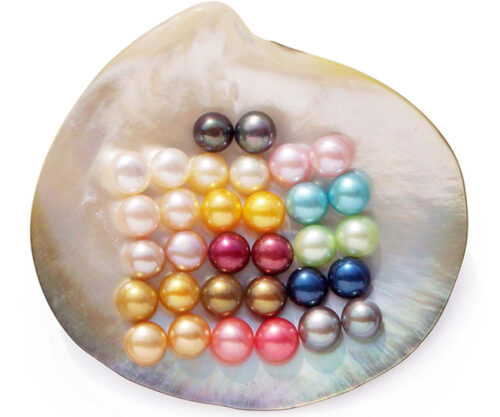 Black, Light Green, Mauve, Pink, Chocolate, Gold, White, Baby Pink, Red, Champagne, Dark Champagne, Cranberry, Dark Golden Rod, Navy Blue, Grey and Turquoise 7-8mm Half-Drilled AA Quality Button Pearl