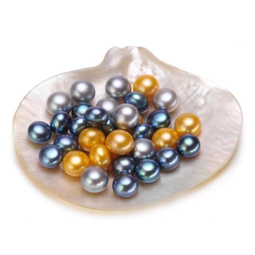 8-9mm loose button pearls in grey, black and gold colors