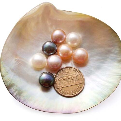 White, Pink, Mauve and Black 9-10mm AAA Quality Button Pearl