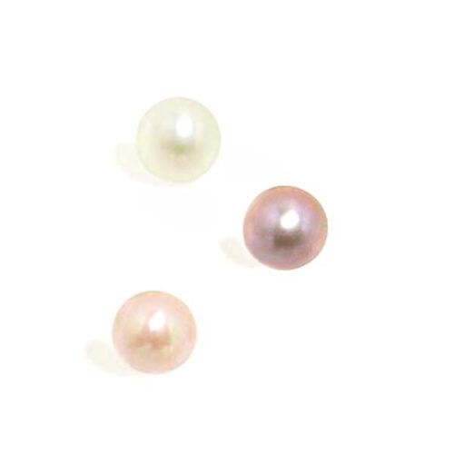 White, Pink and Mauve 7-7.5mm Loose AAA Round Pearl, Undrilled or Half-drilled