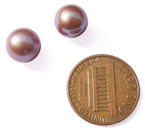 Mauve 9-9.5mm Loose AAA Round Pearl, Undrilled or Half Drilled