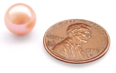 Pink 9-9.5mm Loose AAA Round Pearl, Undrilled or Half Drilled