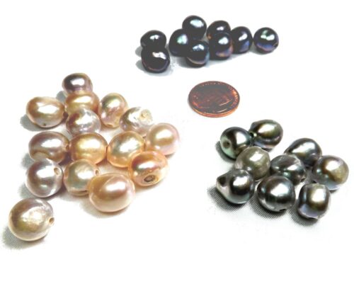 Black, Lavender and Gray Colored Single Baroque Pearl 2mm Hole