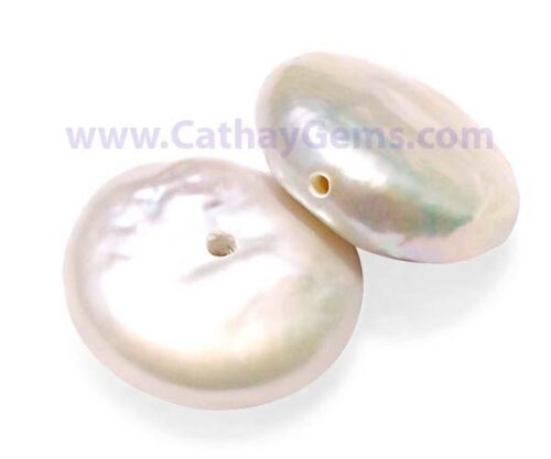 White 11-12mm Loose AAA Coin Pearl, Undrilled or Half-Drilled or Center Drilled