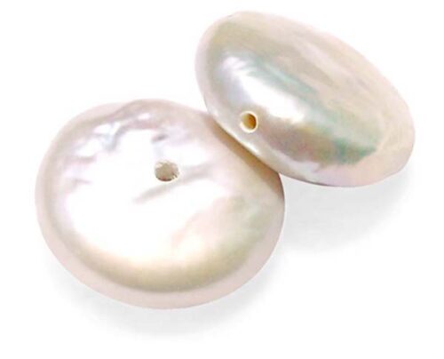 White 12-13mm Loose AAA Coin Pearl, Center Half-drilled, Side Half-drilled or Undrilled