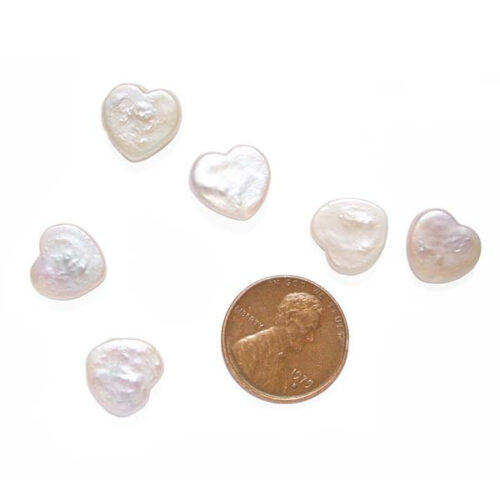 Heart Shaped Coin Pearl Undrilled or Half-drilled