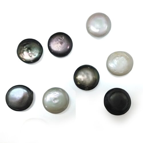 Black and White 19.5-20mm Loose Undrilled Coin Pearls