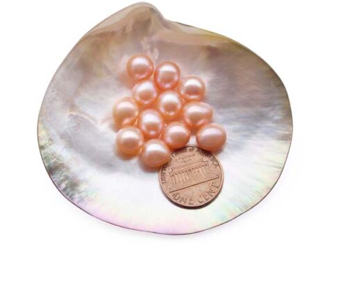 Pink 8-9.5mm Loose AAA Drop Pearls, Undrilled or Half-Drilled