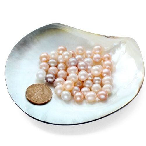 Pink, White and Mauve 7-8mm Untreated Loose Potato Pearls, Sold by Ounce