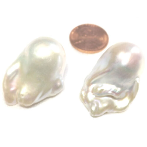 Un-Drilled Huge White Pink Mauve Baroque Pearls 18x30mm High Quality