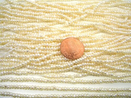 2-3mm White Tiny Button Seed Pearl Strand