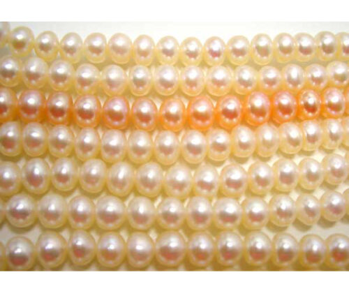 4-5mm White and Pink Button Pearl Strands