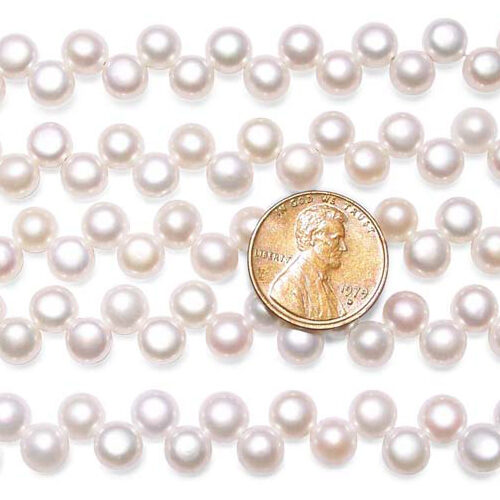 6-7mm Top Drilled White Button Pearl Strand