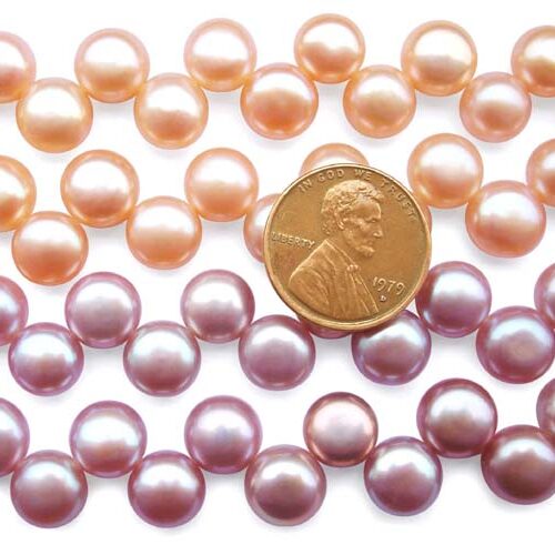 Pink and Mauve 8-9mm Top Drilled Button Pearl Strand