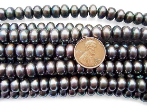 9-10mm Black Button Pearl Strand