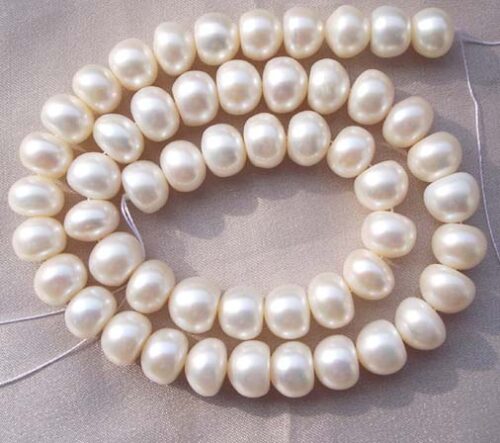 9-10mm White Button Pearl Strand