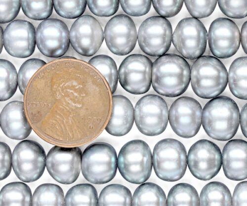 9-10mm Grey Button Pearl Strand