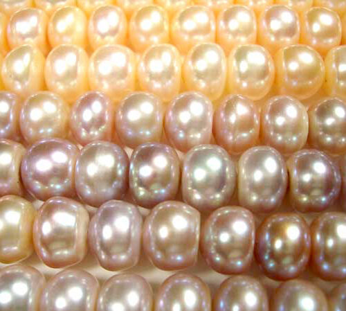 9-10mm Pink and Mauve Button Pearl Strand