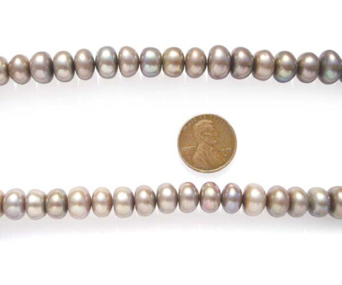 Large 10-11mm Grey Button Pearl Strand