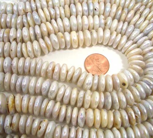 White with Pinkish overtone Center Drilled Round Coin Pearl Strand