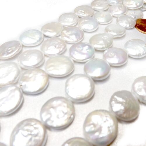 15-16mm Large White Coin Pearl Strands