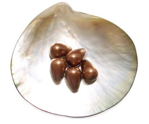 Chocolate 10x14mm Drop Shaped SSS Pearl, Half Drilled