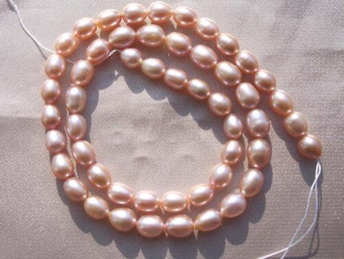 Pink 6-7mm Rice or Oval Shaped Loose Pearl Strand