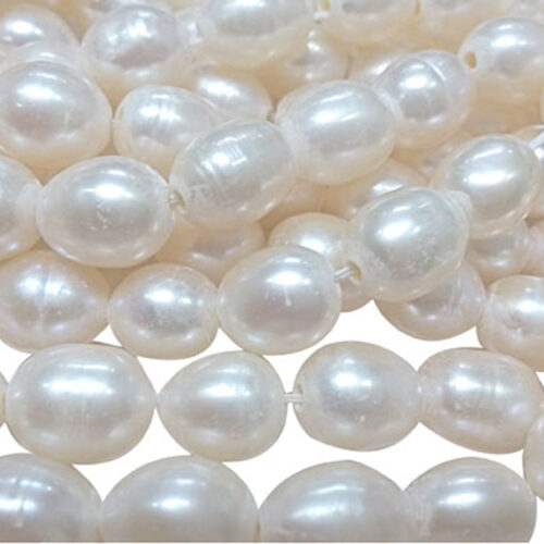 9-10mm Large White Rice Pearl Strand