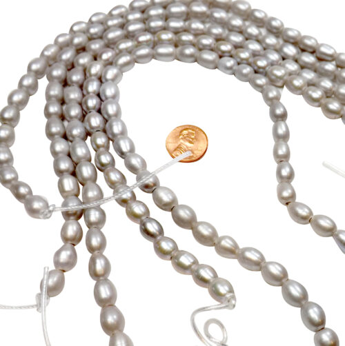 grey colored rice pearl strands with 2.5mm holes