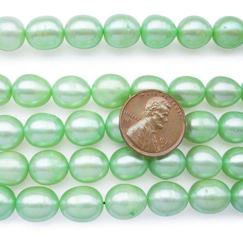 Light Green 10-11mm A+ Rice or Oval Shaped Loose Pearl Strand