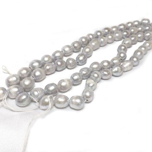 Grey Colored 11-12mm Rice or Drop Pearls 2mm Holes PreDrilled
