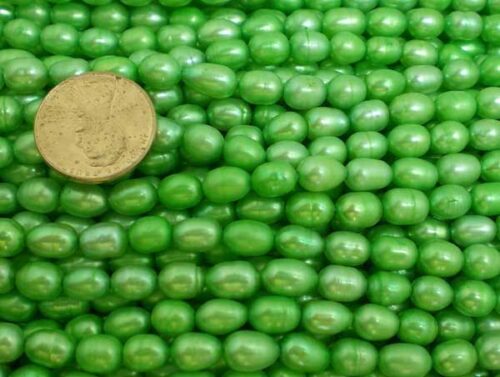 Light Green 5-6mm Oval or Rice Pearls Strands